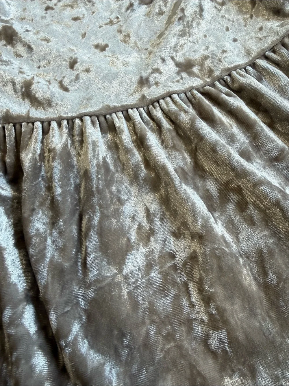 Girls' Velvet Tiered Dress - Taupe